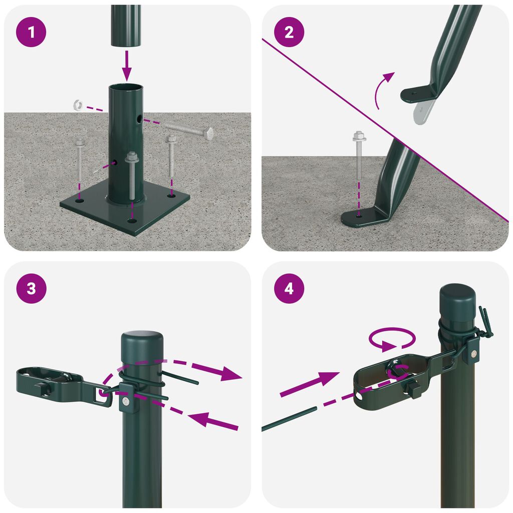 vidaXL Στυλίσκοι φράχτη με βάση 13 τεμ Ø32mm 90cm Γαλβανισμένος Χάλυψ