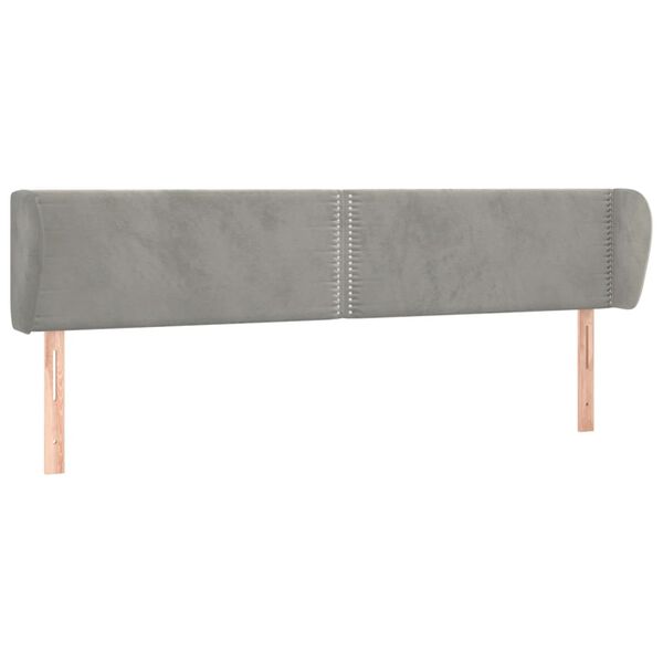 vidaXL Κεφαλάρι με Πτερύγια Ανοιχτό Γκρι 183x23x78/88 εκ. Βελούδινο