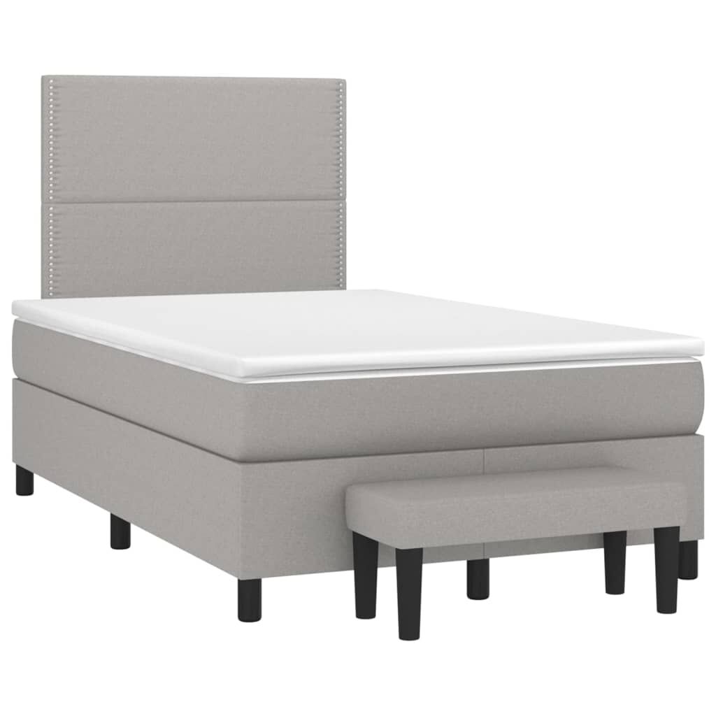 vidaXL Κρεβάτι Boxspring με Στρώμα Ανοιχτό Γκρι 120x200 εκ. Υφασμάτινο