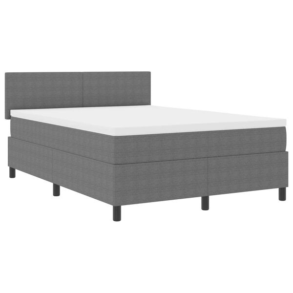vidaXL Κρεβάτι με Βάση και Στρώμα & Φως LED Γκρι 140x200 cm Ύφασμα Κορδούρα