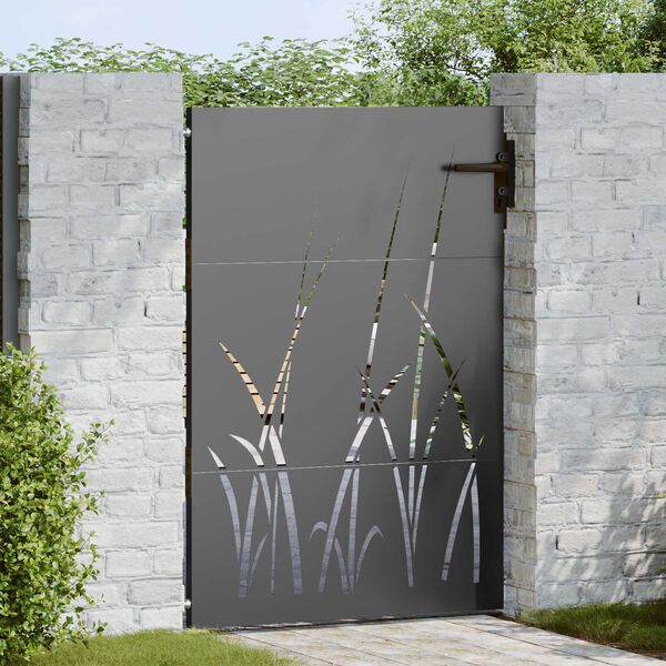 vidaXL Πύλη Κήπου Μαύρο 105 x 150 cm Ατσάλι με Επικάλυψη Πούδρας