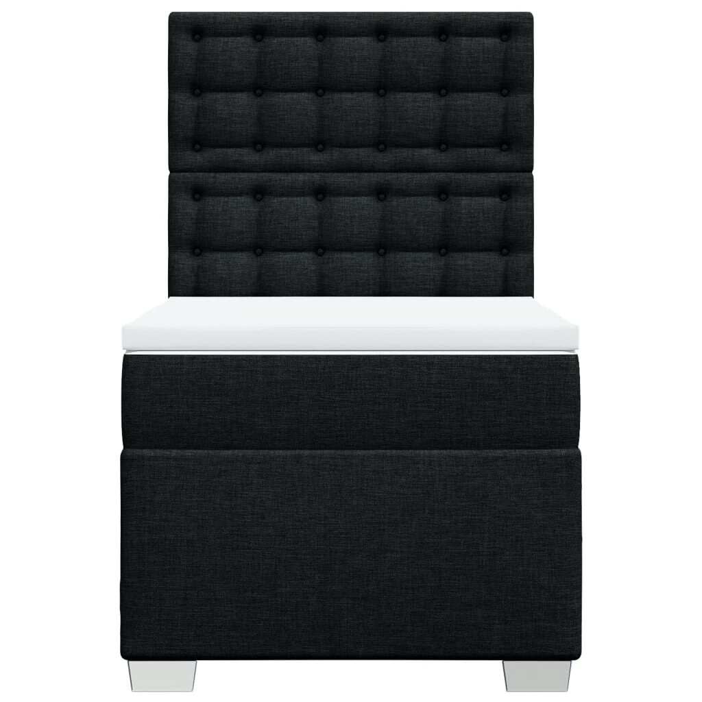 vidaXL Κρεβάτι Boxspring με Στρώμα Μαύρο 100 x 200 εκ. Υφασμάτινο