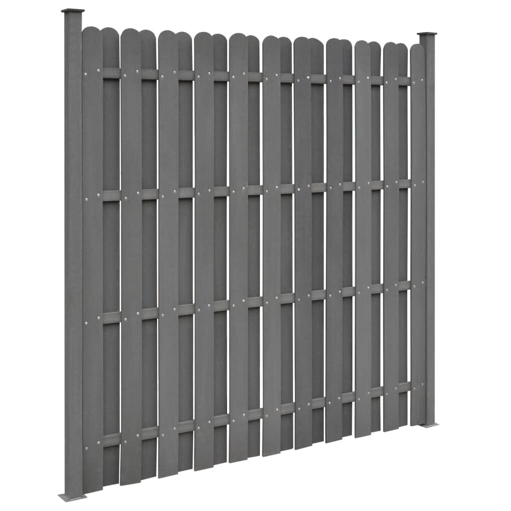 vidaXL Πάνελ Περίφραξης με 2 Στύλους Γκρι 180 x 180 εκ. από WPC