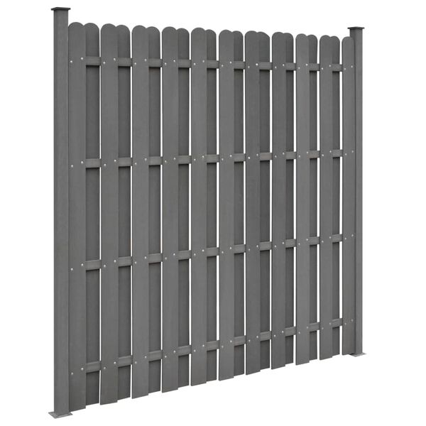 vidaXL Πάνελ Περίφραξης με 2 Στύλους Γκρι 180 x 180 εκ. από WPC