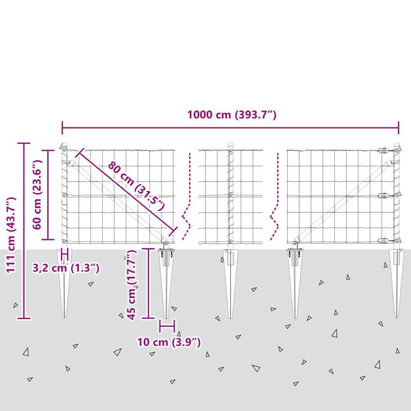 vidaXL Euro Fence με 7 αγκιστρώσεις 0.6x10 μ Γαλβανισμένος Χάλυβας