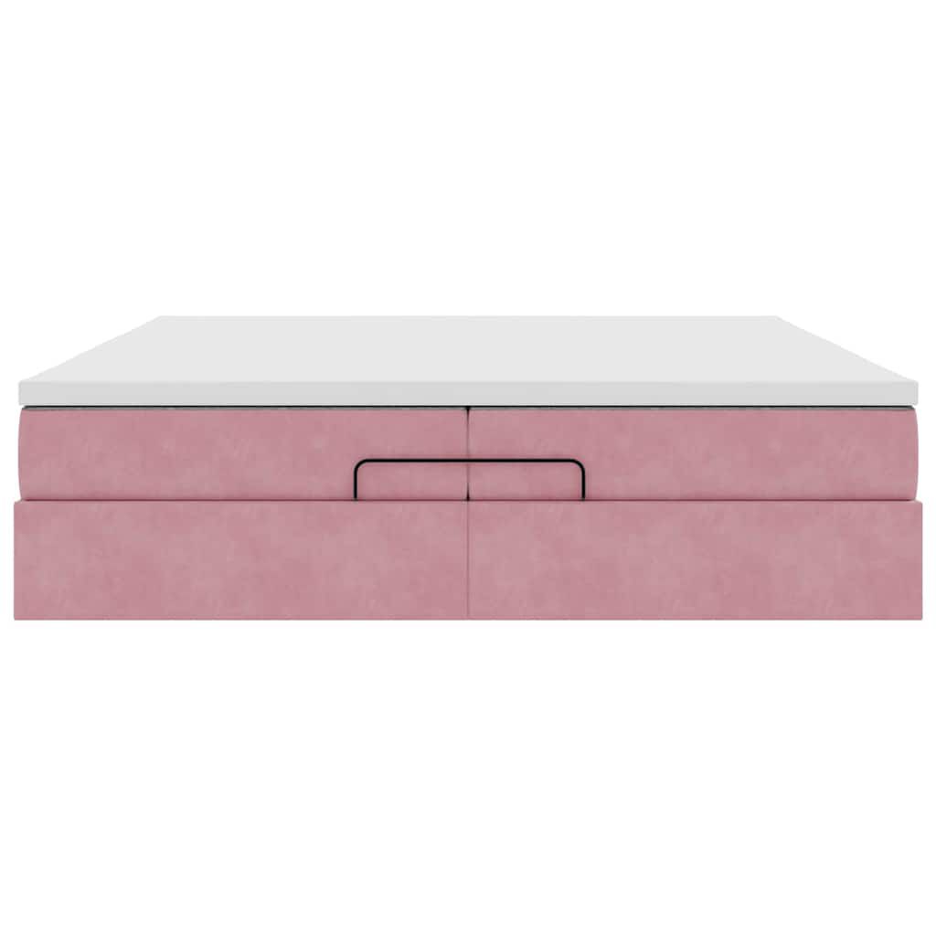 vidaXL Οθωμανικό κρεβάτι με στρώματα ροζ 200x200cm Velvet