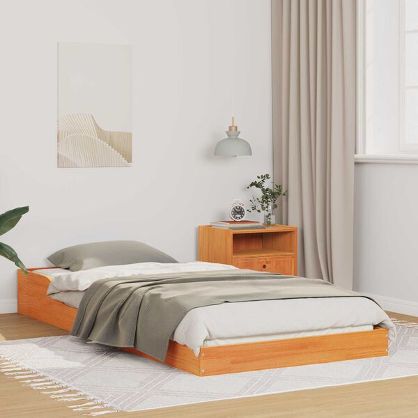 vidaXL Σκελετός Κρεβατιού Καφέ κεριού 80 x 220 cm Μασίφ ξύλο πεύκου