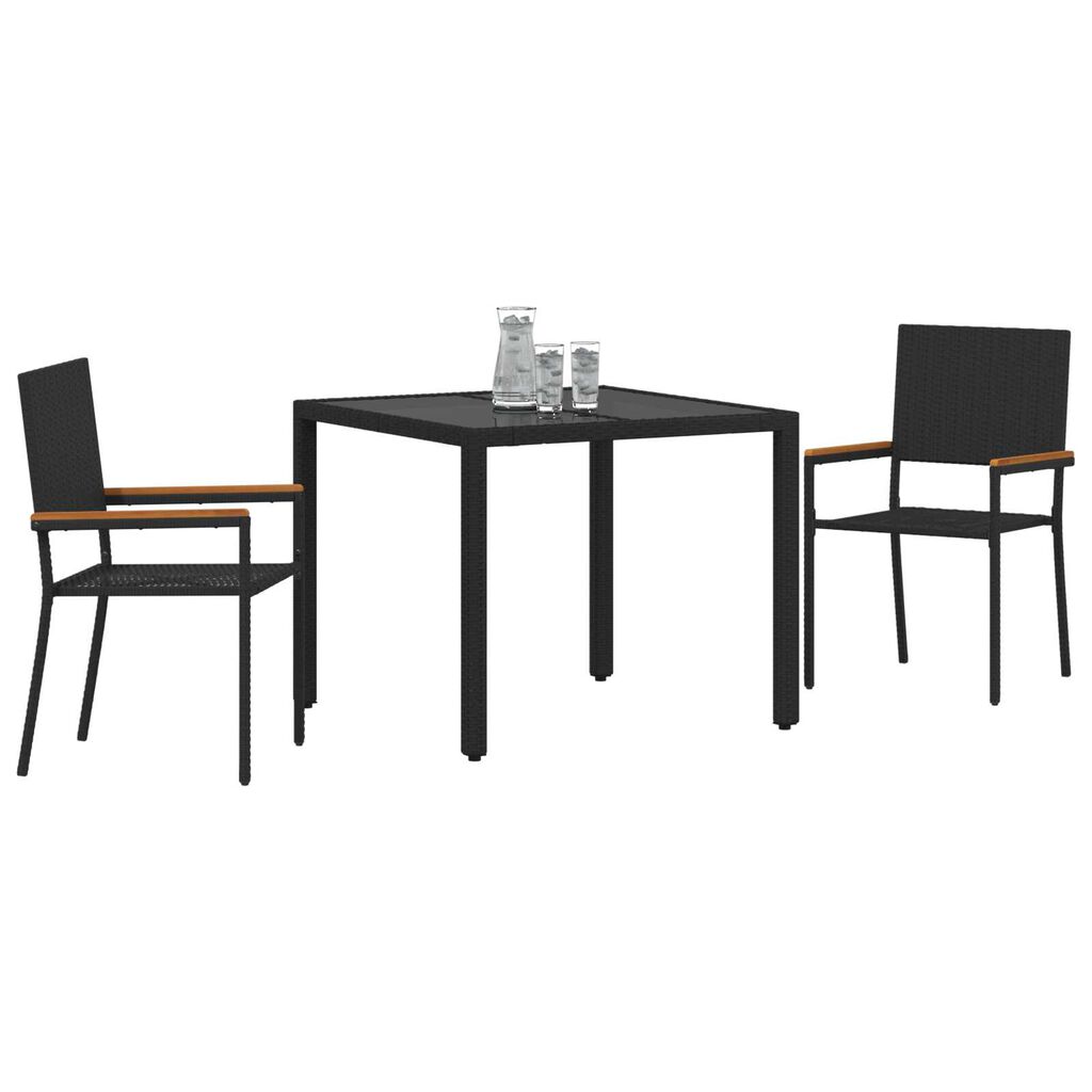 vidaXL Σέτ φαγητού για κήπο 3 pcs Μαύρο 90 x 90 x 75 cm
