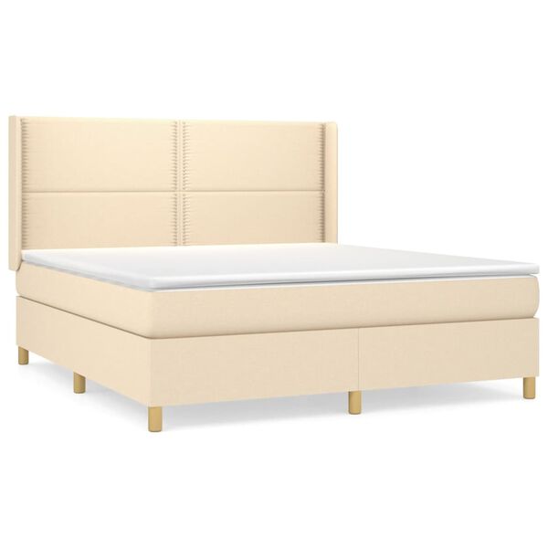 vidaXL &Kappa;&rho;&epsilon;&beta;ά&tau;&iota; Boxspring &mu;&epsilon; &Sigma;&tau;&rho;ώ&mu;&alpha; &Kappa;&rho;&epsilon;&mu; 180x200 &epsilon;&kappa;. &Upsilon;&phi;&alpha;&sigma;&mu;ά&tau;&iota;&nu;&omicron;