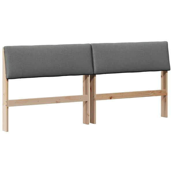 vidaXL Ταπετσαρισμένο κεφαλάρι Σκούρο Γκρι 180 cm Στερεά ξυλεία πεύκου