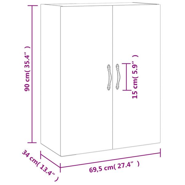 vidaXL Ντουλάπι Επιτοίχιο Sonoma Δρυς 69,5 x 34 x 90 εκ. Επεξεργ. Ξύλο