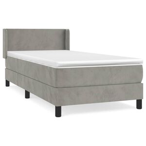 vidaXL Κρεβάτι Boxspring με Στρώμα Ανοιχτό Γκρι 80x200 εκ. Βελούδινο