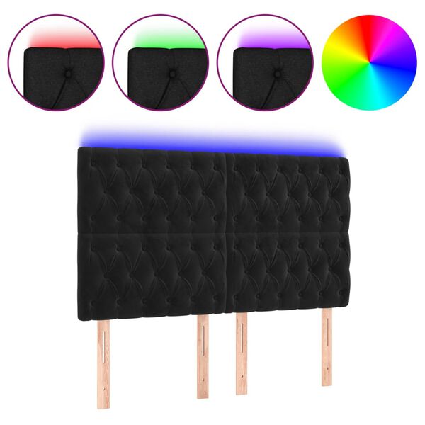 vidaXL Κεφαλάρι Κρεβατιού LED Μαύρο 160x7x118/128 εκ. Βελούδινο