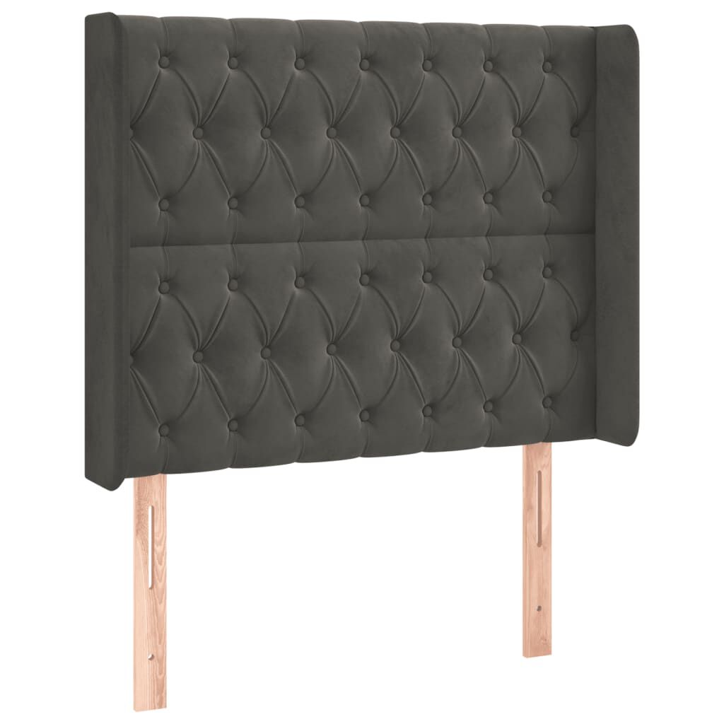 vidaXL Κεφαλάρι με Πτερύγια Σκούρο Γκρι 93x16x118/128εκ.Βελούδινο
