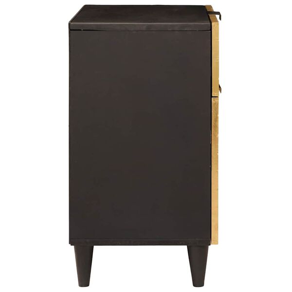 vidaXL Κομοδίνο Μαύρο και Χρυσό 50 x 33 x 60 εκ Μασίφ ξύλο μάνγκο