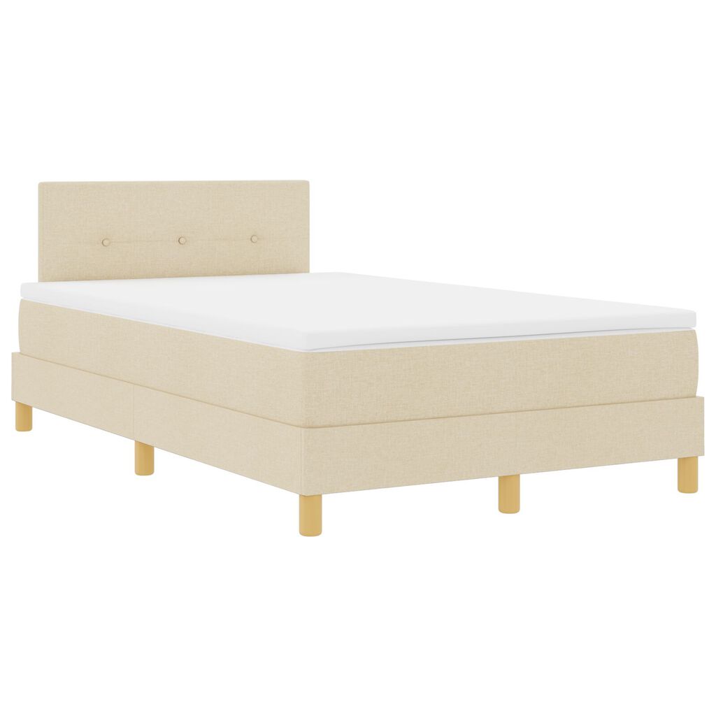 vidaXL Κρεβάτι Box Spring με Στρώμα & LED Κρεμ 120x200 εκ. Ύφασμα