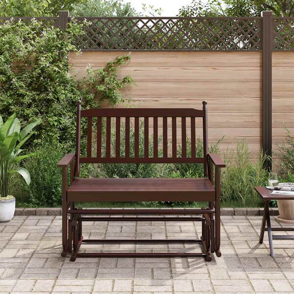 vidaXL Παγκάκι Κουνιστό Μαύρο 118x70x104,5 εκ. Μασίφ Ξύλο Λεύκας