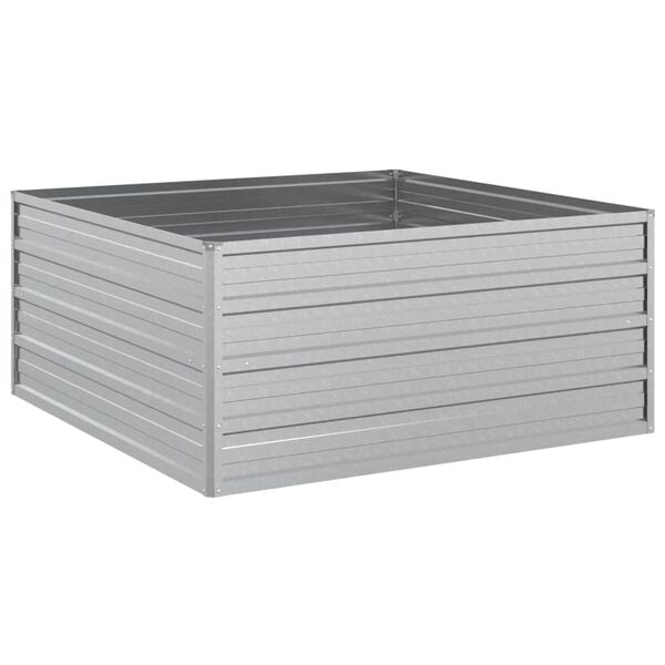 vidaXL Ζαρντινιέρα Υπερυψωμένη Ασημί 100x100x45 εκ. Γαλβανισμ. Χάλυβας