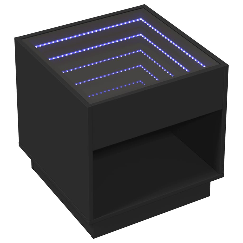 vidaXL Τραπεζάκι Σαλονιού Infinity LED Μαύρο 50x50x50 εκ.