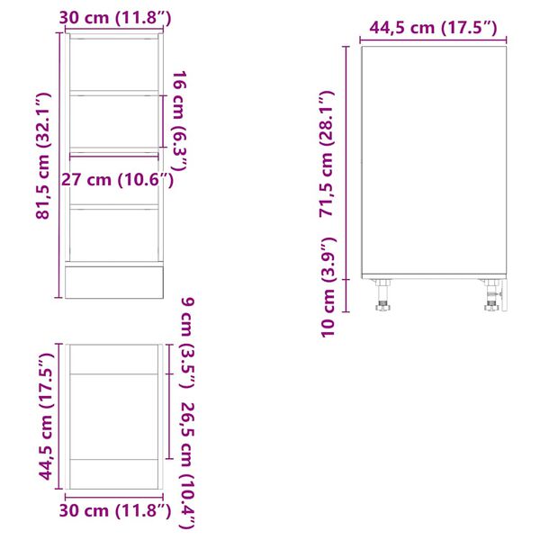 vidaXL Ντουλάπι Δαπέδου Riga Sonoma Δρυς 30x44,5x81,5 εκ. Ξύλο