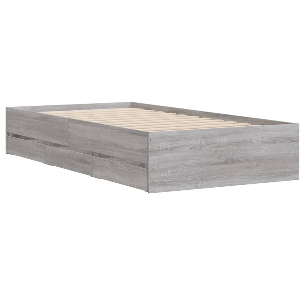 vidaXL Πλαίσιο Κρεβατιού με συρτάρια Γκρι sonoma 100x200εκ. Επεξ. Ξύλο