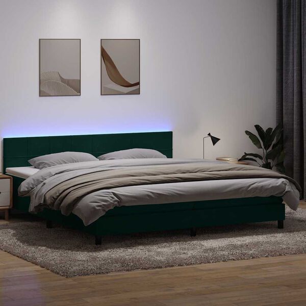 vidaXL &Kappa;&rho;&epsilon;&beta;ά&tau;&iota; Boxspring &mu;&epsilon; &Sigma;&tau;&rho;ώ&mu;&alpha; & LED &Sigma;&kappa;&omicron;ύ&rho;&omicron; &Pi;&rho;ά&sigma;&iota;&nu;&omicron; 200x210&epsilon;&kappa;. &Beta;&epsilon;&lambda;&omicron;ύ&delta;&iota;&nu;&omicron;