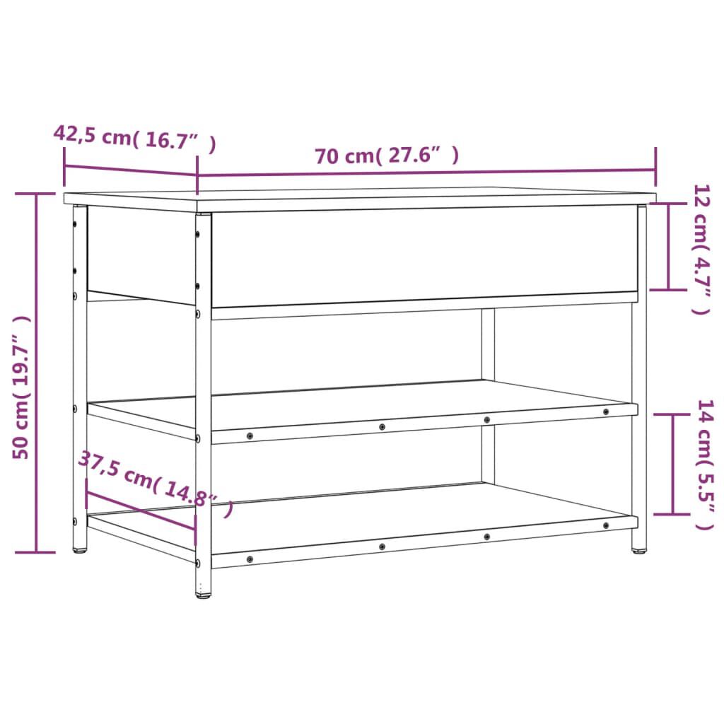 vidaXL Παπουτσοθήκη Καπνιστή Δρυς 70x42,5x50 εκ από Επεξεργασμένο Ξύλο