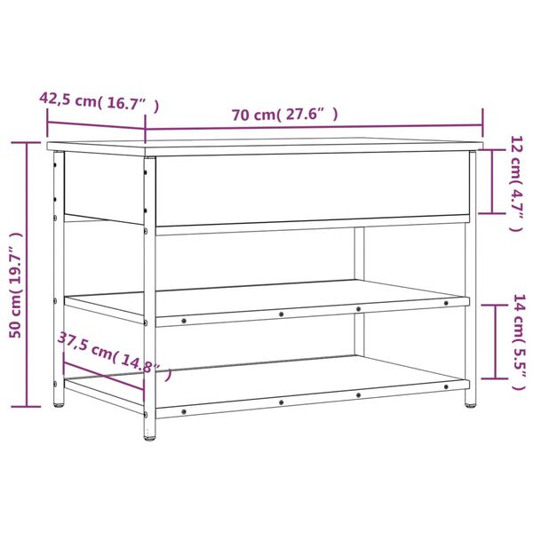 vidaXL Παπουτσοθήκη Καπνιστή Δρυς 70x42,5x50 εκ από Επεξεργασμένο Ξύλο