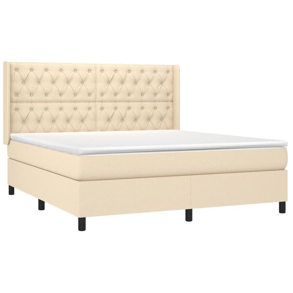 vidaXL &Kappa;&rho;&epsilon;&beta;ά&tau;&iota; Boxspring &mu;&epsilon; &Sigma;&tau;&rho;ώ&mu;&alpha; & LED &Kappa;&rho;&epsilon;&mu; 160x200 &epsilon;&kappa;. &Upsilon;&phi;&alpha;&sigma;&mu;ά&tau;&iota;&nu;&omicron;