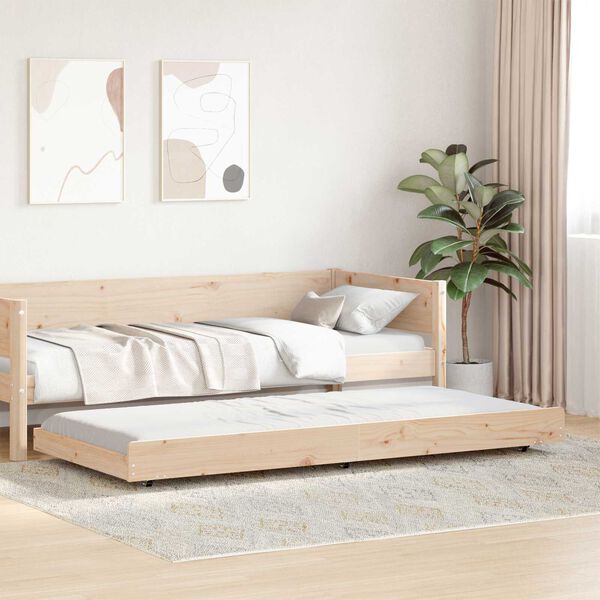 vidaXL Κρεβάτι Φυσικό Μασίφ ξύλο πεύκου 90 x 190 cm