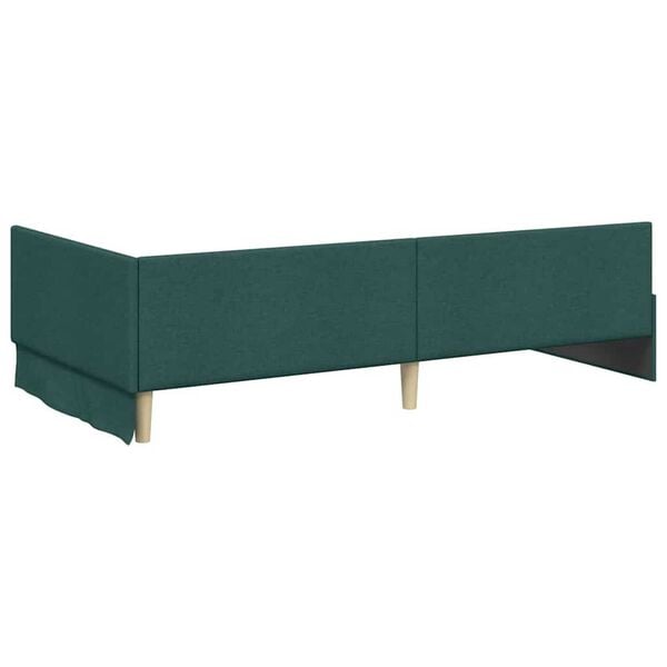 vidaXL Κρεβάτι Γωνίας Σκούρο πράσινο 90 x 200 cm Ύφασμα και Έργο ξύλου