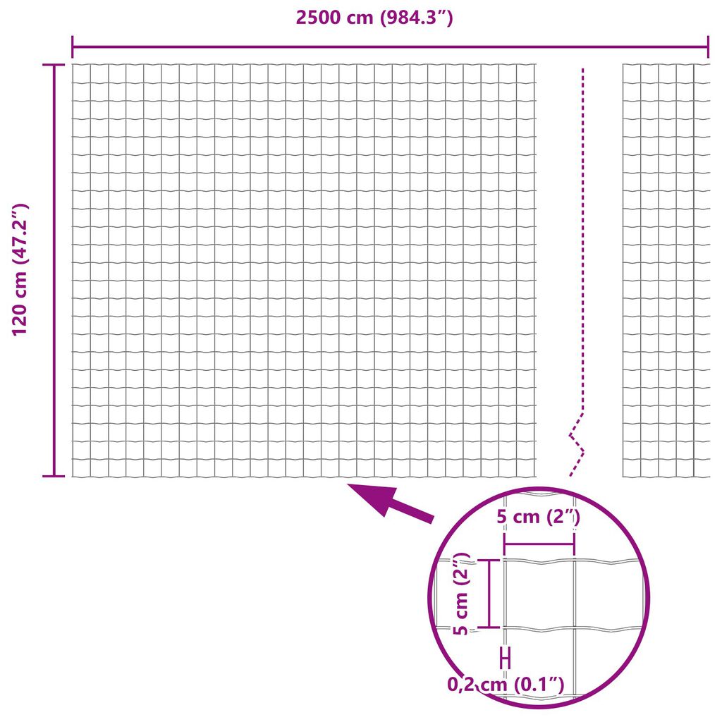 vidaXL Euro Fence με 13 Σωρούς Φλάντζας 1.2x25 μ Γαλβανισμένο Ατσάλι