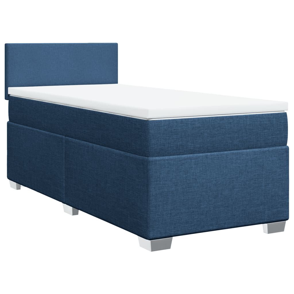 vidaXL Κρεβάτι Boxspring με Στρώμα Μπλε 100 x 200 εκ. Υφασμάτινο
