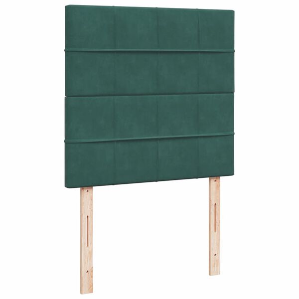 vidaXL Κρεβάτι Boxspring με Στρώμα Σκούρο Πράσινο 90x200 εκ. Βελούδινο