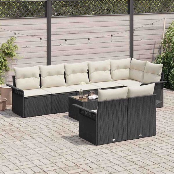 vidaXL Σετ Καναπέ Κήπου με μαξιλάρι 9 pcs Μαύρο Πολυ ράταν