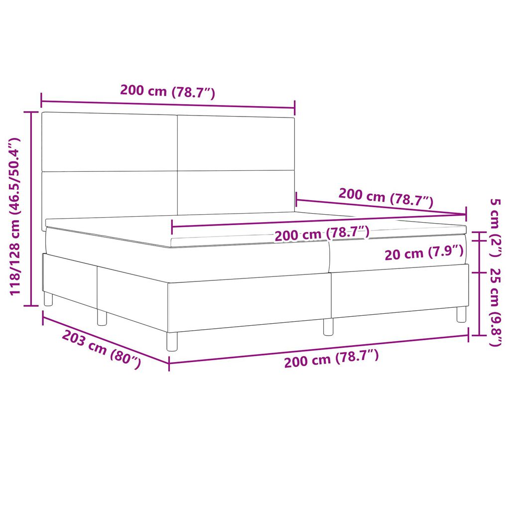 vidaXL Κρεβάτι με Στρώμα Ανοιχτό Πράσινο Γκρι 200x200 εκ. Ύφασμα Κορντόι