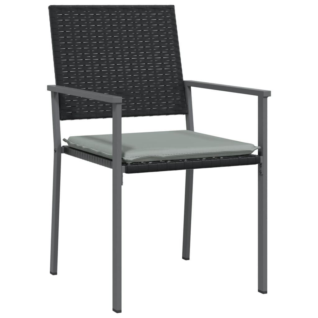 vidaXL Καρέκλες Κήπου 6 τεμ. Μαύρο 54x62,5x89 εκ Συνθ. Ρατάν&Μαξιλάρια