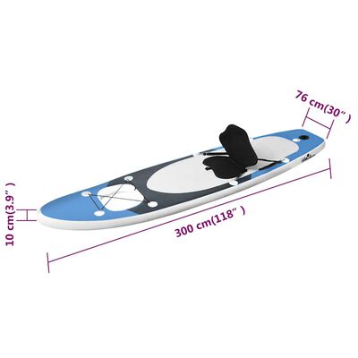 vidaXL Σανίδα SUP Φουσκωτή Σετ Θαλασσί 300 x 76 x 10 εκ.
