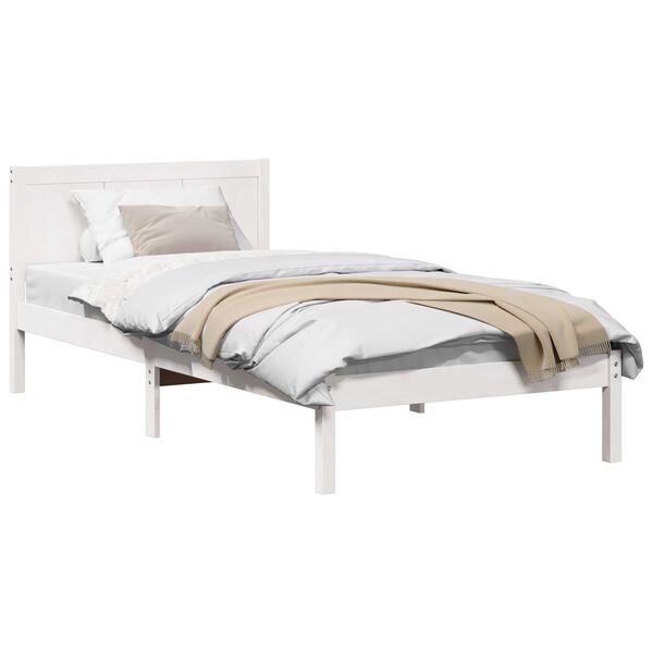 vidaXL Σκελετός Κρεβατιού Λευκό 75 x 190 cm Μασίφ ξύλο πεύκου