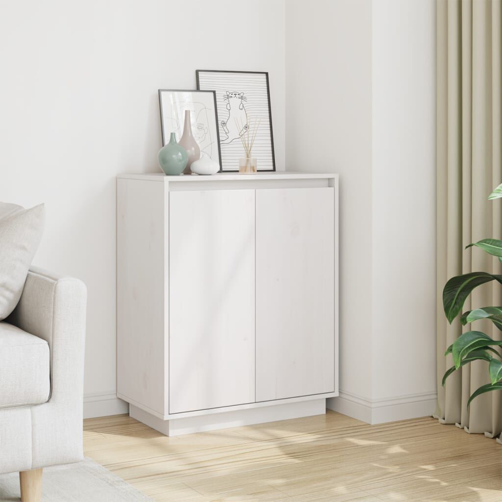 vidaXL Ντουλάπι Λευκό 60 x 34 x 75 εκ. από Μασίφ Ξύλο Πεύκου