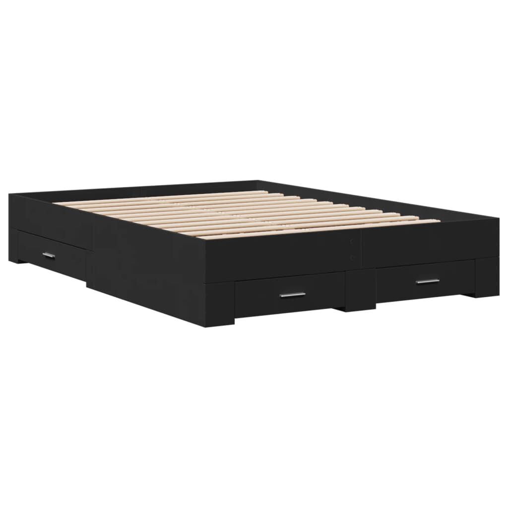 vidaXL Πλαίσιο Κρεβατιού με Συρτάρια Μαύρο 120x190 εκ Επεξεργ. Ξύλο