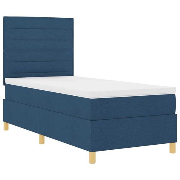 vidaXL Κρεβάτι με ελατήρια με στρώμα Μπλε 100 x 200 cm ύφασμα