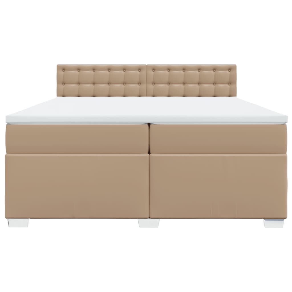vidaXL Κρεβάτι Boxspring με Στρώμα Καπουτσίνο 200x200εκ.από Συνθ.Δέρμα