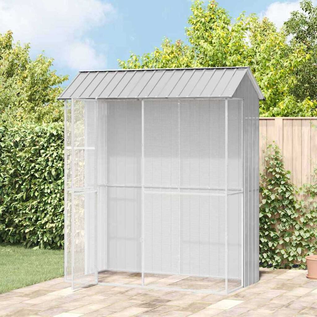 vidaXL Κλουβί Πουλιών Γκρι 215 x 110 x 247 εκ. Γαλβανισμένος χάλυβας