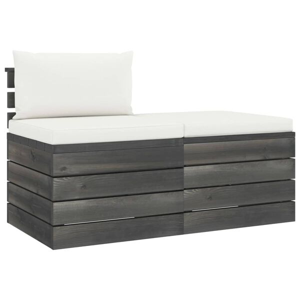 vidaXL Σαλόνι Κήπου από Παλέτες 2 τεμ. Μασίφ Ξύλο Πεύκου με Μαξιλάρια