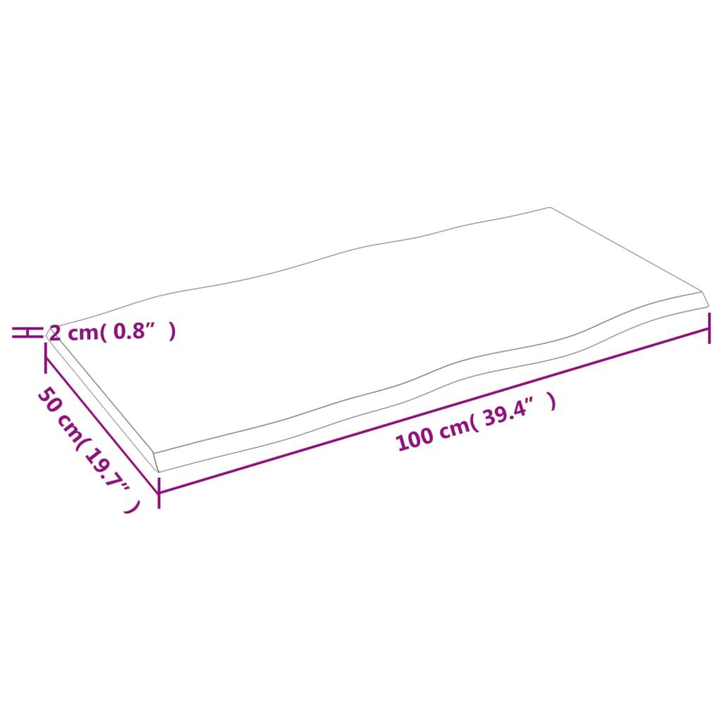 vidaXL Επιφ Τραπεζιού Αν Καφέ 100x50x2εκ Επ Μασίφ Ξύλο Δρυός Live Edge