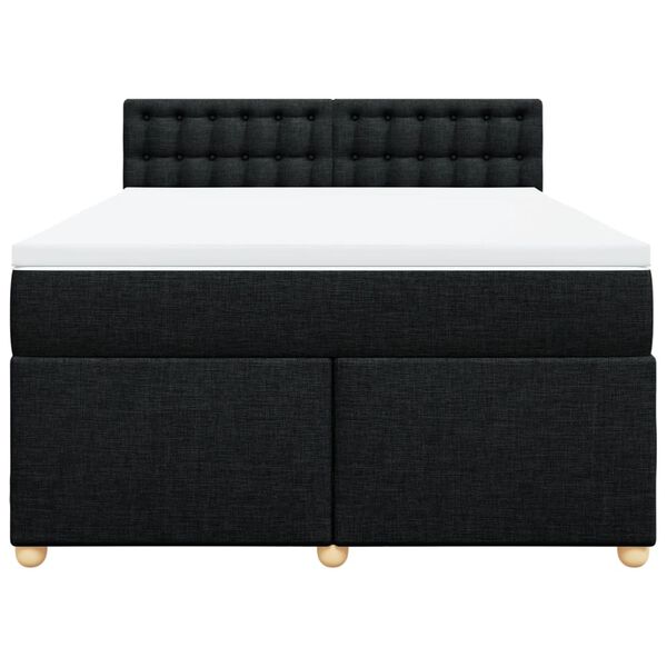 vidaXL Κρεβάτι Boxspring με Στρώμα Μαύρο 140x200 εκ. Υφασμάτινο