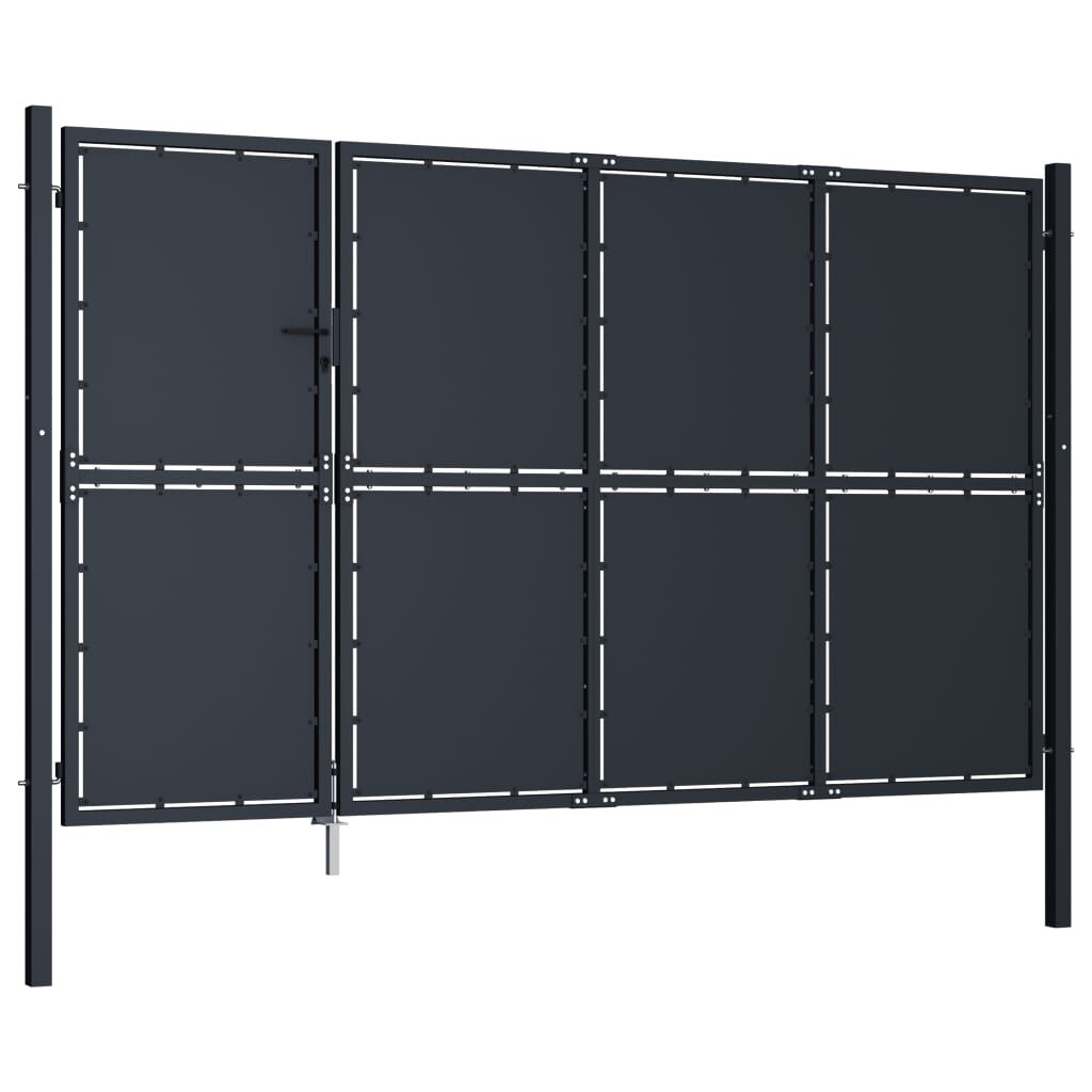 vidaXL Πόρτα Περίφραξης Κήπου Ανθρακί 350 x 200 εκ. Ατσάλινη