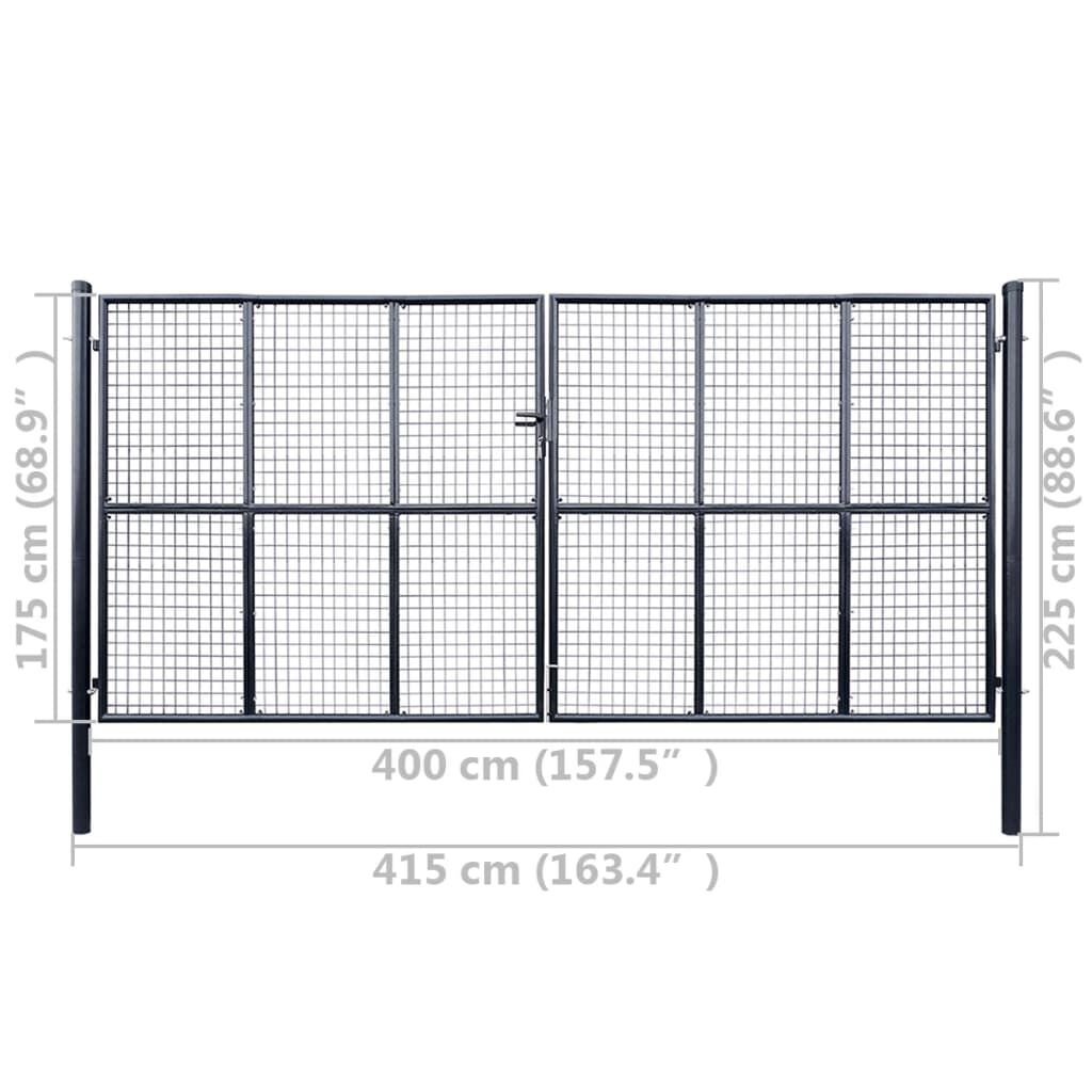 vidaXL Πόρτα Περίφραξης με Πλέγμα Γκρι 400 x 175 εκ. Γαλβαν. Χάλυβας