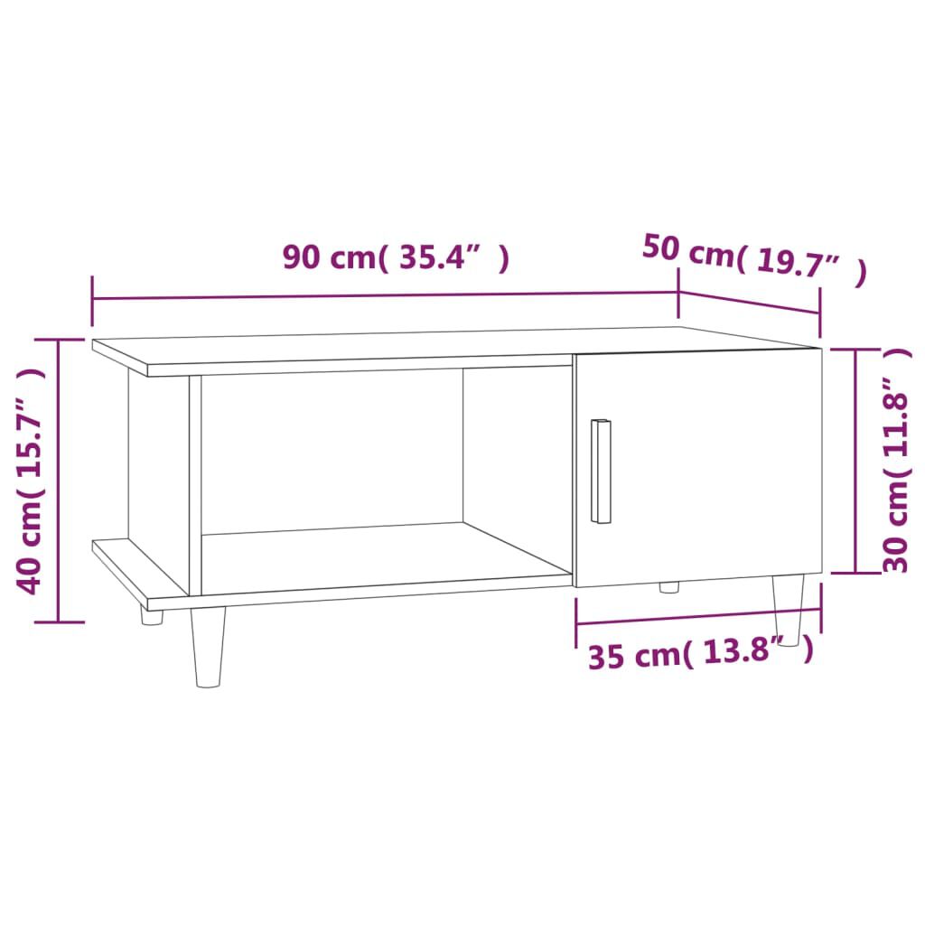 vidaXL Τραπεζάκι Σαλονιού Καπνιστή Δρυς 90x50x40 εκ. Επεξεργασμ. Ξύλο